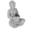 Photophore En Ciment "bouddha Assis" 40cm Gris