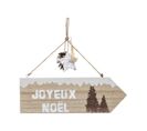 Déco De Noël Pancarte Joyeux Noël En Bois Avec Déco à Suspendre L 29 Cm