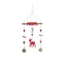 Déco De Noël Suspension En Bois Avec Biche Rouge Et Argent Pailleté H 38 Cm