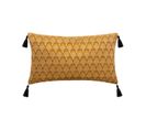 Coussin Déhoussable Jacquard Ocre Avec Pompons 30 X 50 Cm