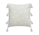 Housse De Coussin Blanc et Or Brillant  Avec Pompons 40 X 40 Cm