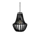 Luminaire Suspension Perles Noires En Bois D 38.5 Cm