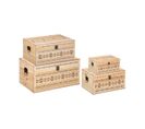 Set De 4 Malles De Rangement En Bois Sculpté