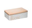 Boîte à Sucre Morceaux En Métal Blanc Déco Relief Beige