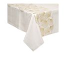 Nappe Blanc Cassé Motif Ginko Or 140 X 360 Cm