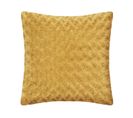 Coussin Déhoussable En Fourrure Bouclée Ocre 45 X 45 Cm