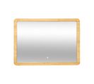 Miroir Mural Rectangle Lumineux à LED 3 Intensités En Bambou Et Verre 66 X 47 Cm