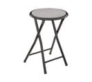 Tabouret Pliant En Velours Gris Et Métal Noir