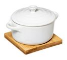 Cocotte et Soucoupe "bambou" 13cm Blanc