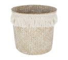 Panier De Rangement En Seagrass Blanchi Avec Franges Macramé