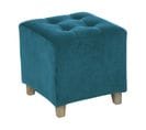 Tabouret Pouf En Velours H 35 Cm Coloris Bleu Canard