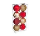 Déco De Sapin Lot De 8 Boules De Noël D 7 Cm - Rouge Et Or