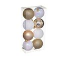 Déco De Sapin Lot De 8 Boules De Noël D 7 Cm - Or Et Blanc