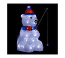 Déco De Noël Lumineuse Ours Pécheur 40 LED Blanches  H 39 Cm