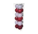 Déco De Sapin Lot De 18 Boules De Noël  D 3 Cm - Blanc Et Rouge