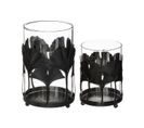 Set De 2 Bougeoirs Photophores En Verre Et Métal Décor Genko