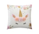 Coussin Décoratif Déhoussable Licorne Avec Pompons Et Paillettes 40 X 40 Cm