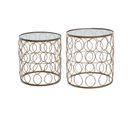 Lot De 2 Tables D'appoint En Verre Trempé Et Métal Doré Mat