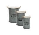 Lot De 3 Coffres Bidon En Métal Gris Alu Loft Rétro Factory