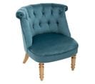 Fauteuil Crapaud Velours Bleu Pieds Bois Tournés Atmosphera - Bleu