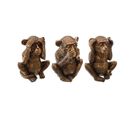 Lot De  3 Singes Sagesse En Résine Or H 17 Cm