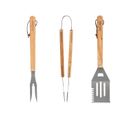 Set De 3 Ustensiles Pour Barbecue En Inox Et Manche En Bois