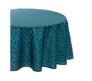 Nappe Ronde Anti-taches Bleu Canard Imprimé Feuille D 180 Cm