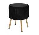 Tabouret En Velours Noir Plissé H 41 Cm