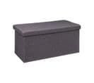 2 En 1 Pouf Pliant Double Et Coffre De Rangement Gris Foncé 76 X 37.5 Cm