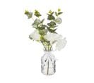 Composition Florale Artificielle Eucalyptus Et Fleurs Vase En Verre H 41 Cm