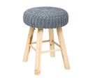 Tabouret Gris Foncé Et Pied En Bois Naturel H 43 Cm