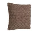 Coussin Déhoussable En Fourrure Bouclée Taupe 45 X 45 Cm