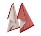 Lot De 2 Torchons En Coton Rouge Et Lin 45 X 70  Cm