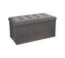 2 En 1 Pouf Pliant Double Et Coffre De Rangement Velours Gris Foncé 76 X H 38 Cm