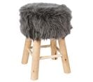 Tabouret Gris Effet Fourrure - Instinct Naturel