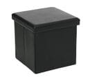 2 En 1 Pouf Pliant Et Coffre De Rangement Vinyle Noir  38 X H 37.5 Cm