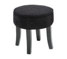 Tabouret Noir Aspect Lin Et Pieds En Bois Naturel  35 X 35 Cm