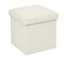 2 En 1 Pouf Pliant Et Coffre De Rangement Beige Aspect Lin 38 X 38 Cm