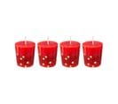 Lot De 4 Bougies Votive Rouge Étoiles Et Paillettes D 4 Cm