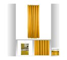 Rideau De Douche En Polyester Jaune Moutarde L180 X H 200 Cm