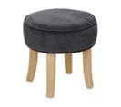 Tabouret Velours Gris Foncé Et Pieds En Bois Naturel  35 X 35 Cm