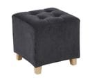 Tabouret Pouf En Velours H 35 Cm Coloris Gris Foncé