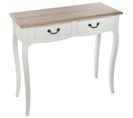 Console Chrysa - 2 Tiroirs - Blanc Et Bois