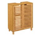 Meuble Sous Lavabo 2 Portes Bambou Sicela 60x28x58.5 Cm - MDF