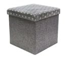 Pouf Coffre Pliable à Motifs "anto" 37cm Gris et Blanc