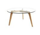 Table Basse Ronde Design Bois Et Verre Alexia - Diam. 80 X H. 45 Cm - Beige