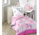 Pack Parure 1 Housse De Couette 140x200 + 1 To 63x63 Licorne + 1 Dh 90x190