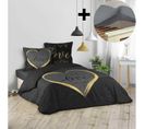 Pack Parure De Couette 260x240 Cm 100% Coton Crazy Love + Drap Housse 160x200 Cm Gris