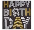 Lot De 20 Serviettes En Papier "birthday" 33x33cm Noir