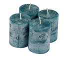 Lot De 4 Bougies Pilier "rustique" 5cm Bleu Paon